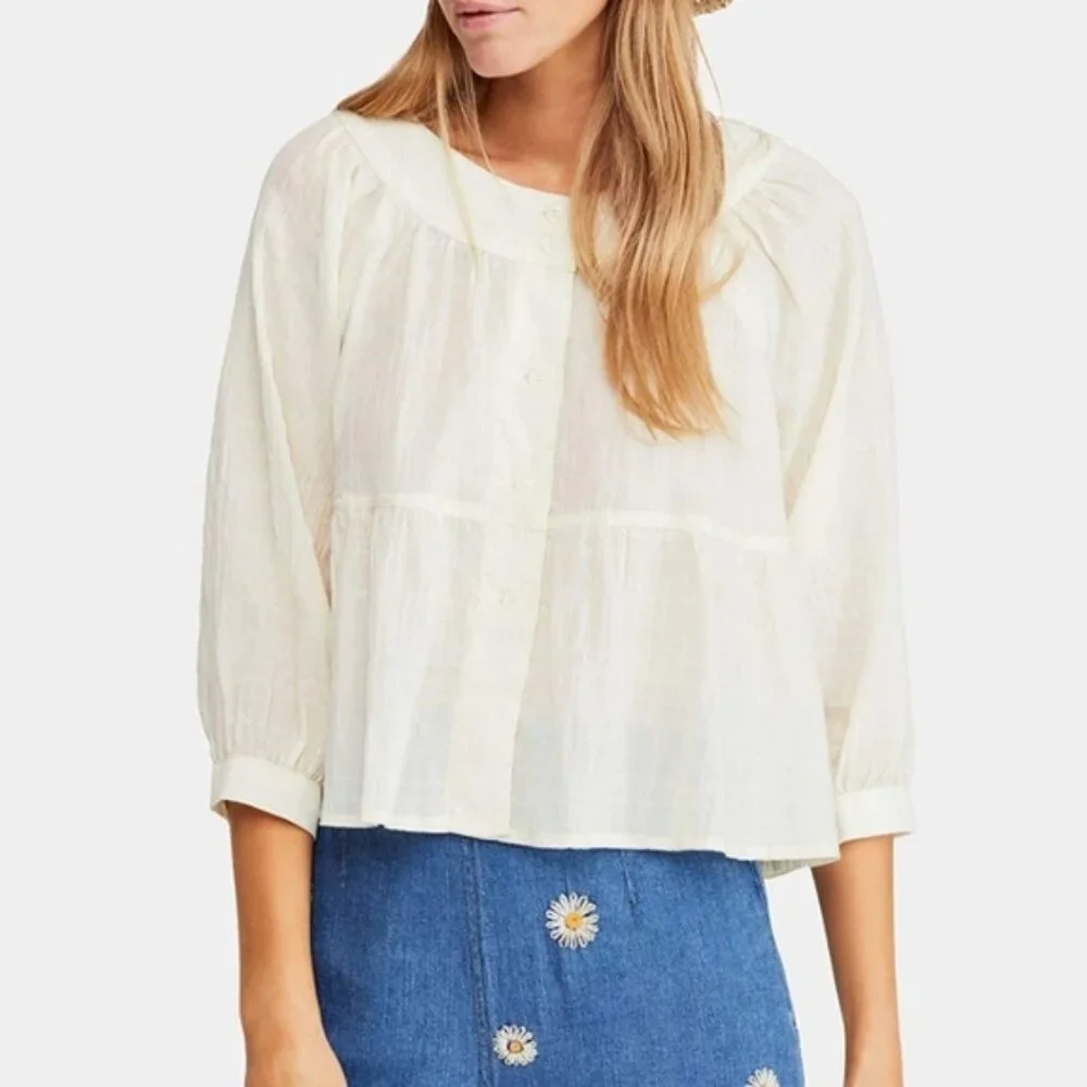 FREE PEOPLE We The Free Sea To Shore Top in Ivory